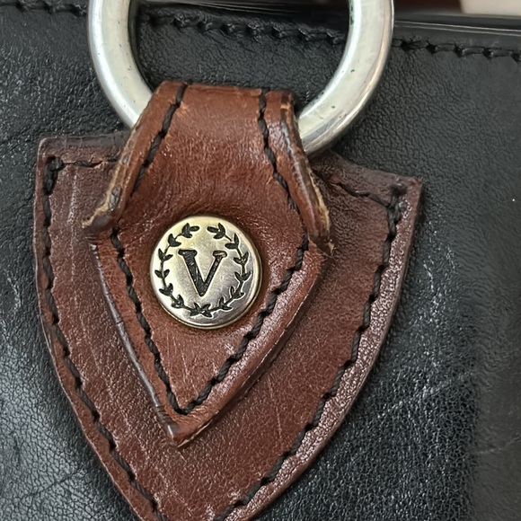 VALENTINA Vintage Brown and Black Leather Shoulder Bag